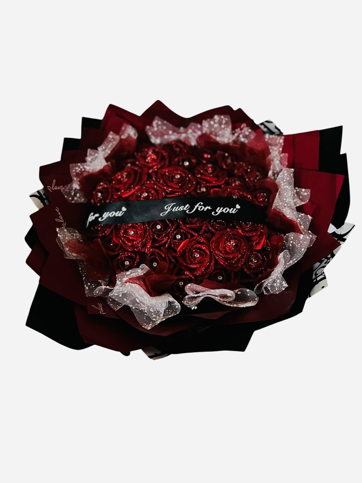 Luxury Glitter Red Rose Bouquet – Premium Romantic Floral Gift