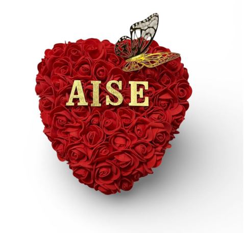 Luxury Red Rose Heart Gift Set – Personalised Name Floral Arrangement