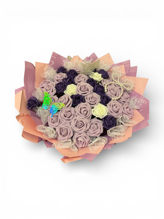 Luxury Artificial Rose Bouquet | Elegant Purple & Lavender Gift