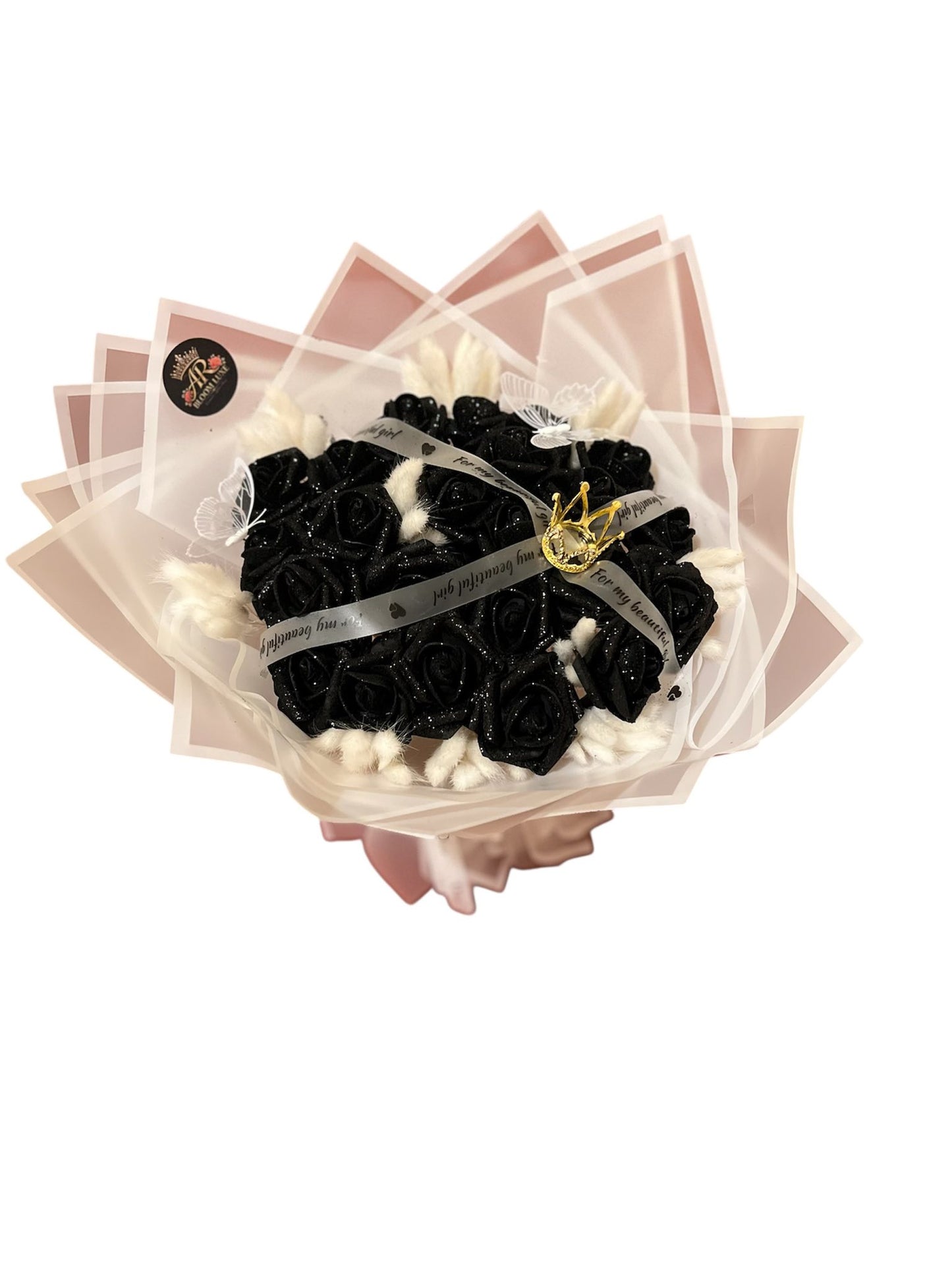 Royal Black Rose Luxury Bouquet – Elegant Artificial Flower Arrangement