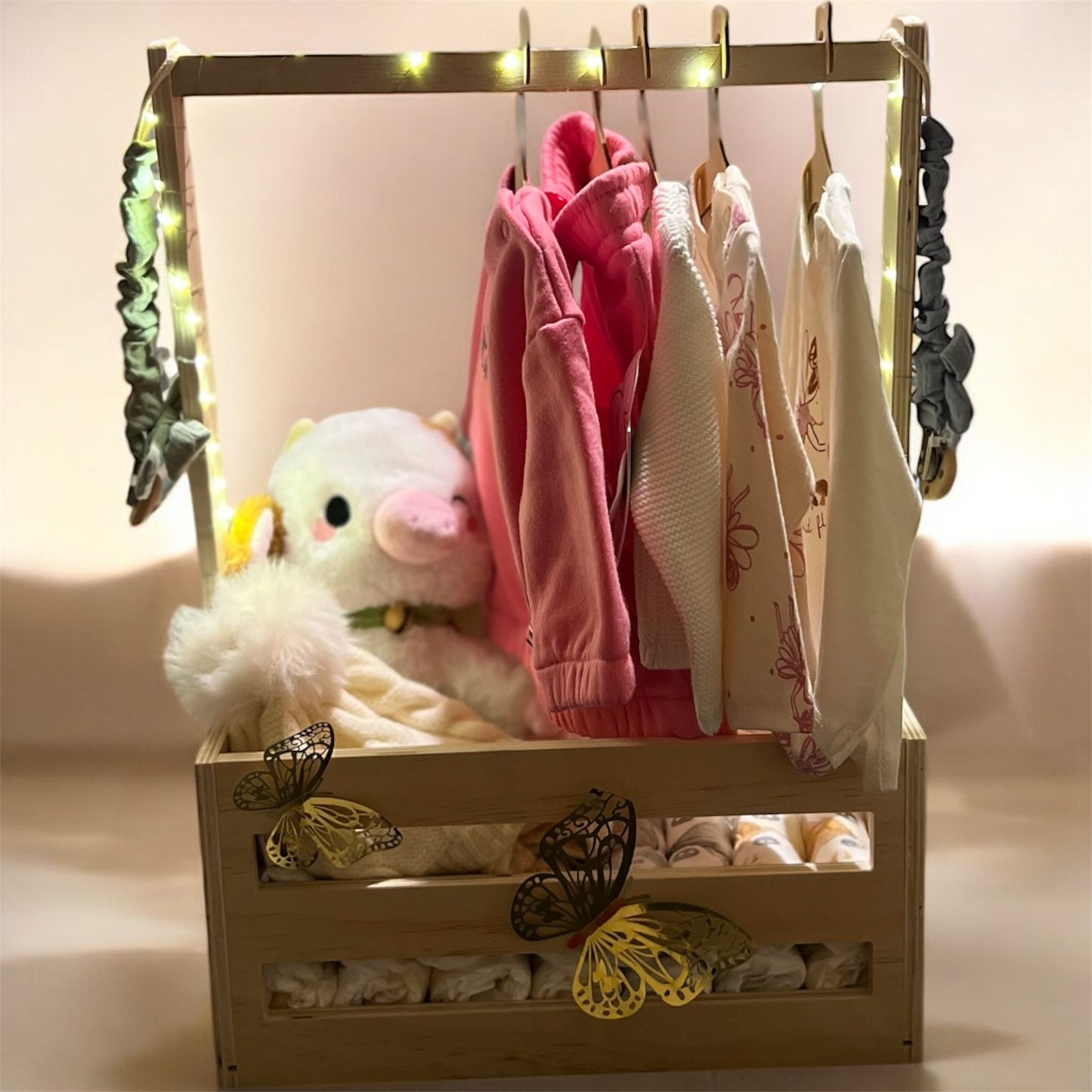 Luxury Baby Gift Box with Wooden Clothing Rack , Newborn Gift