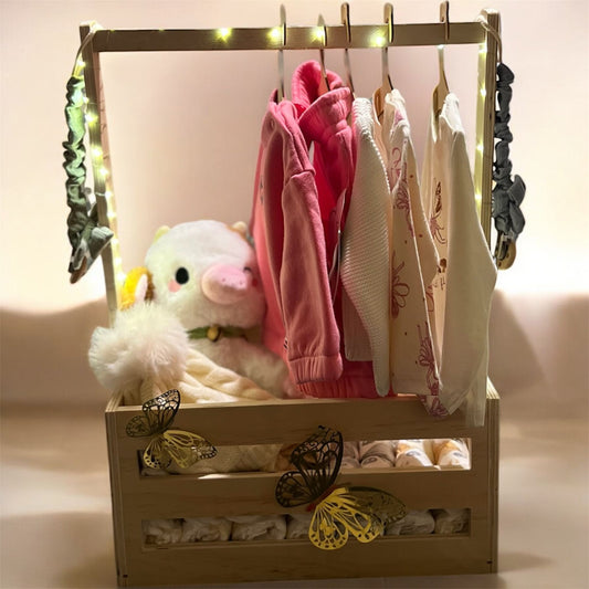 Luxury Baby Gift Box with Wooden Clothing Rack , Newborn Gift