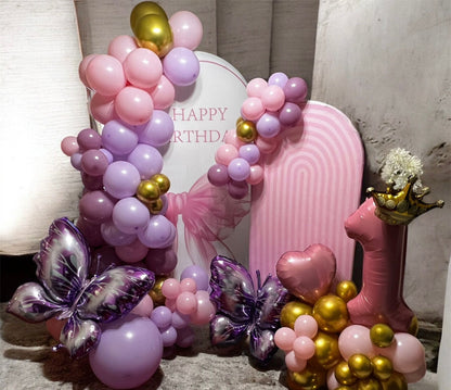 First Birthday Balloon Setup – Pink, Lilac & Gold Princess Theme