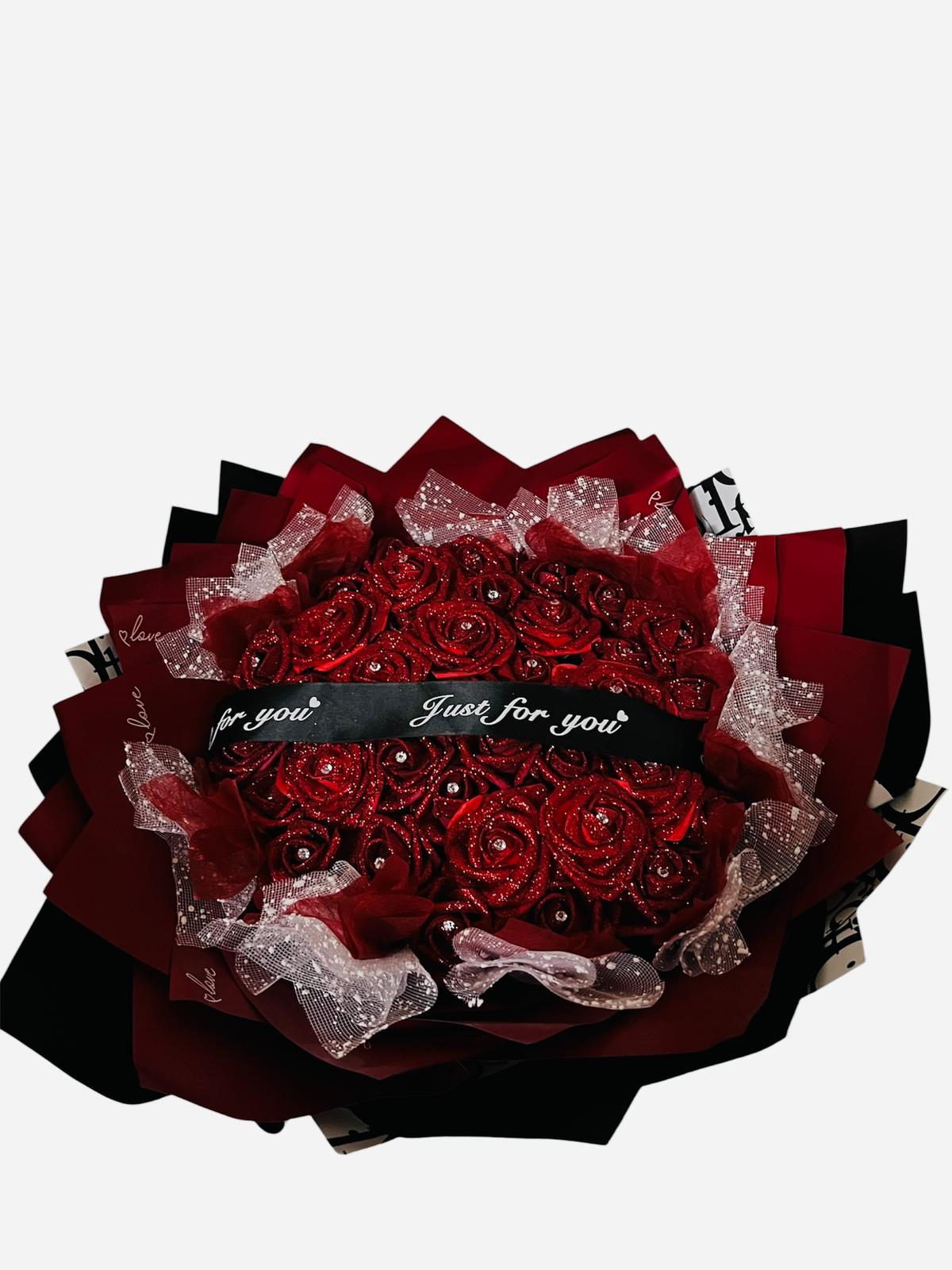Luxury Glitter Red Rose Bouquet – Premium Romantic Floral Gift