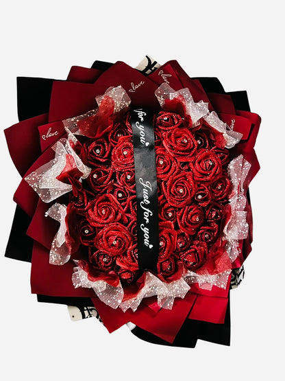 Luxury Glitter Red Rose Bouquet – Premium Romantic Floral Gift