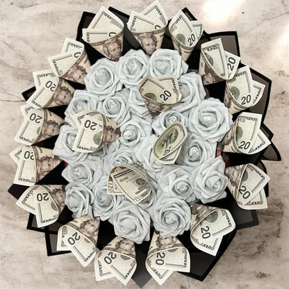 Luxury Money Rose Bouquet – Artificial Flower Arrangement with Decorative Dollar Bills