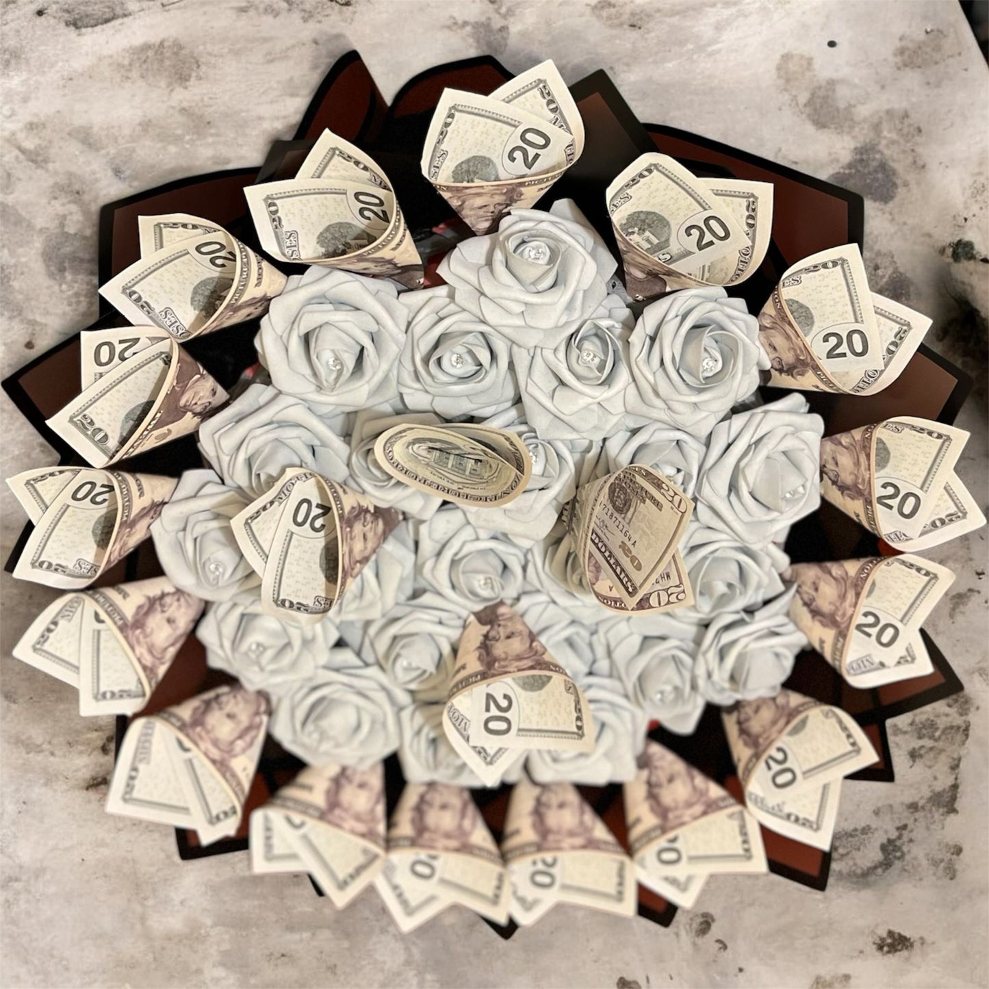 Luxury Money Rose Bouquet – Artificial Flower Arrangement with Decorative Dollar Bills