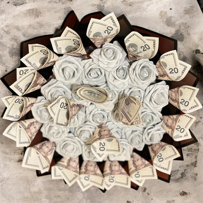 Luxury Money Rose Bouquet – Artificial Flower Arrangement with Decorative Dollar Bills
