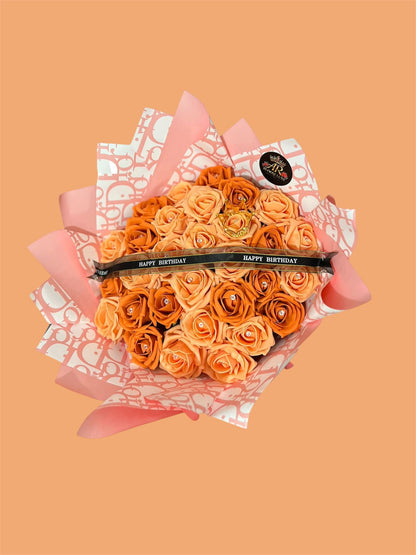 Peach Royal Bouquet – Luxury Romantic Flower Arrangement